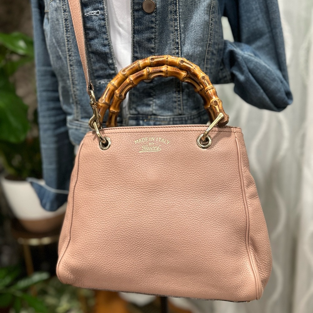 Gucci Pink Brown Bamboo Handle Satchel - Picture 3 of 14